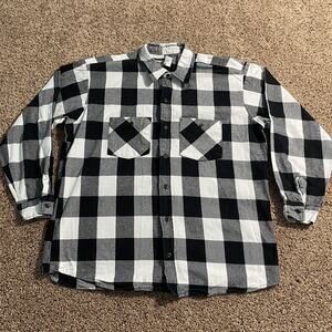 Throttle Threads Shirt Mens XL Buffalo Plaid Flannel Button Up Workwear